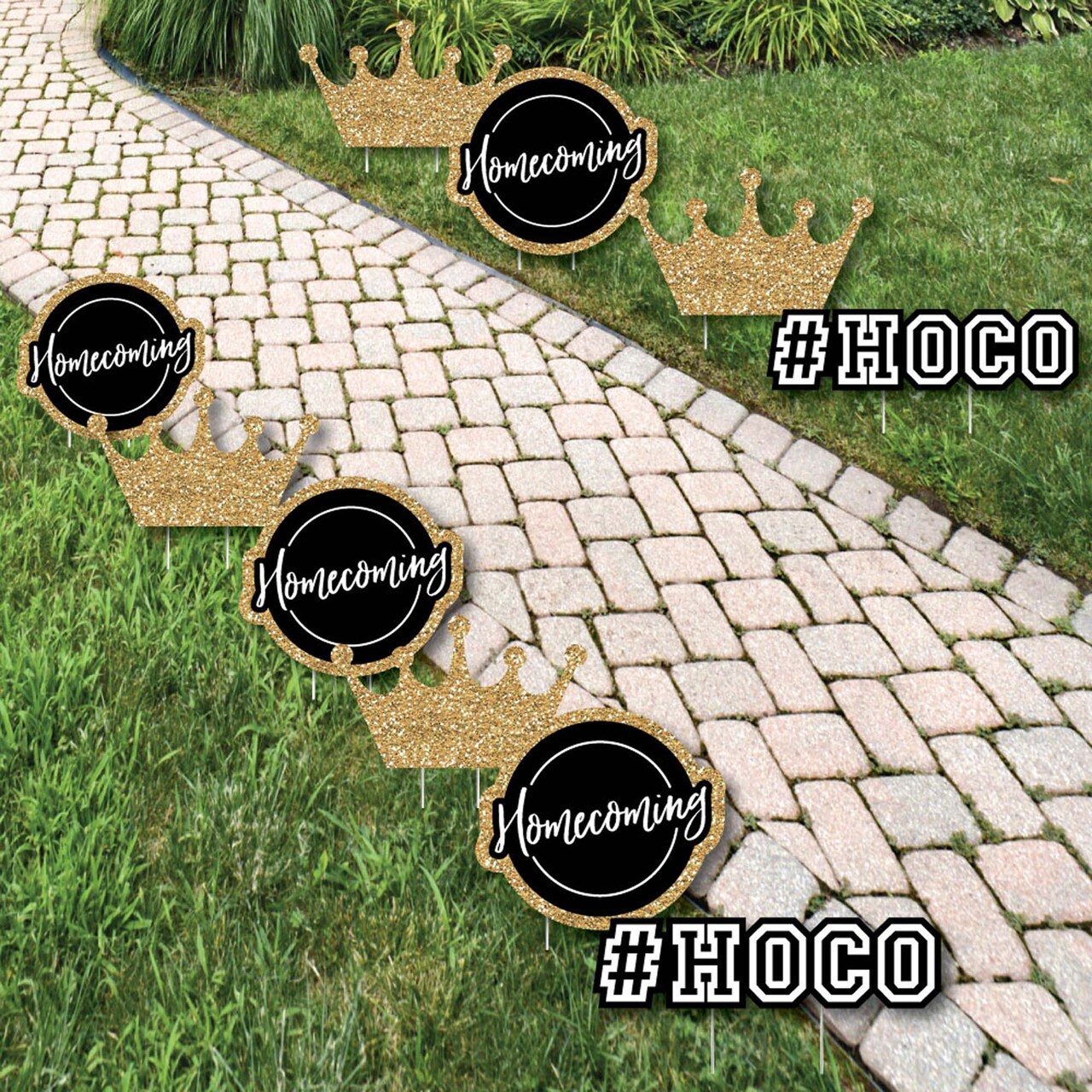Big Dot of Happiness Hoco Dance - Crown Lawn Decorations - Outdoor Homecoming Yard Decorations - 10 Piece